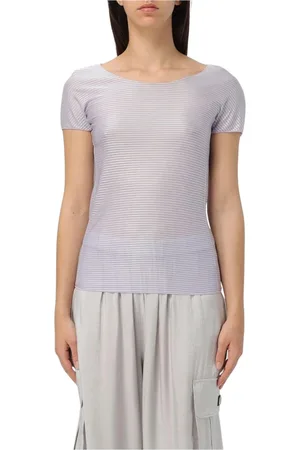 Emporio Armani Koszulki, Kobieta, Fioletowy, L, Szara Koszulka Jersey Stylowa i Wygodna
