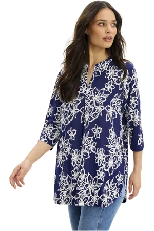 In Front Bluzki, Kobieta, Wielobarwność, M, Maracollina Tunika Navy Print Top