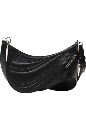 MUGLER Torebki, Kobieta, Czarny, ONE SIZE, Pikowana skórzana torba na ramię