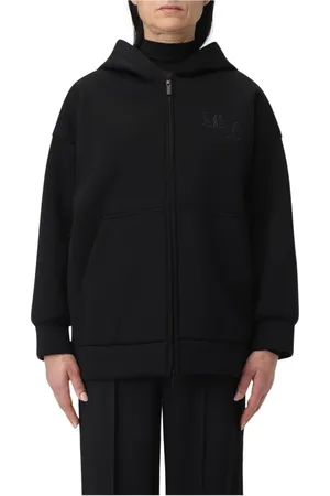 Max Mara Bluzy, Kobieta, Czarny, XS, Czarny Rozpinany Hoodie Luźny Krój