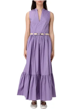 Twin-Set Sukienki, Kobieta, Fioletowy, M, Elegancka Sukienka Maxi w Lawendowym Kolorze