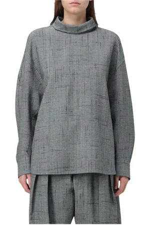 Bottega Veneta Bluzki, Kobieta, Szary, S, Luksusowy Jedwabisty Top z Teksturą
