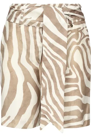 Guess Szorty, Kobieta, Beżowy, 2XL, Len, Spodnie z Rozkloszowanymi Nogawkami w Zwierzęcy Wzór