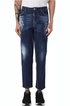 Dsquared2 Jeansy, Kobieta, Niebieski, S, Denim, Stylowe Spodnie Jeansyowe z Przetarciami
