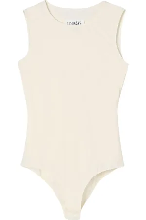Maison Margiela Koszulki, Kobieta, Biały, L, Biała Bezrękawnik z Wiskozy