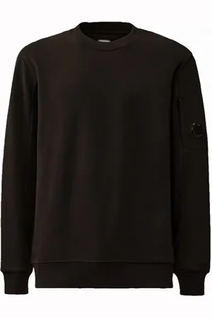 C.P. Company Bluzy, Mężczyzna, Czarny, L, Diagonal Raised Fleece Crewneck Sweatshirt