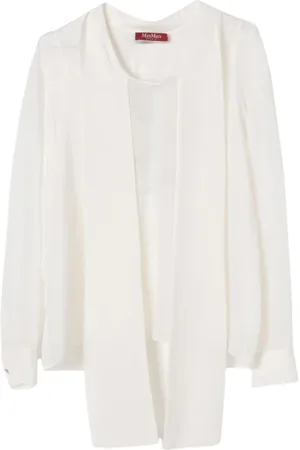 Max Mara Bluzki, Kobieta, Biały, 2XL, Elegancka Biała Bluzka z Jedwabiu