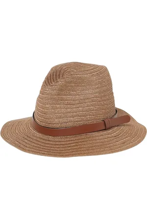 Emporio Armani Akcesoria, Kobieta, brązowy, 57 CM, Brązowy Kapelusz Fedora z Skórzanym Paskiem