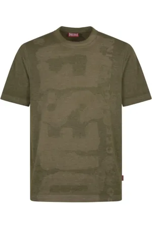 Diesel Koszulki, Mężczyzna, Zielony, L, Len, Militarny Zielony T-Adjust-R18 T-Shirt