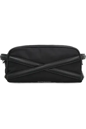 Alexander McQueen Torebki, Mężczyzna, Czarny, ONE SIZE, Nylon, Nylonowa torba do prania z detalami skórnymi