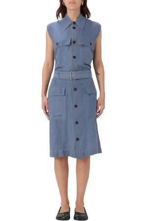 Bottega Veneta Sukienki, Kobieta, Niebieski, 2XS, Nowoczesna Sukienka Dżinsowa dla Kobiet