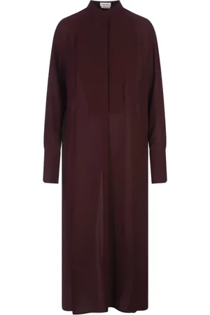 Alexander McQueen Sukienki, Kobieta, Czerwony, S, Czerwona Sukienka Koszulowa Georgette dla Kobiet