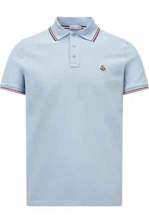 Moncler Koszulki, Mężczyzna, Niebieski, M, Bawełna, Polo Shirt z Tricolor Trim Light