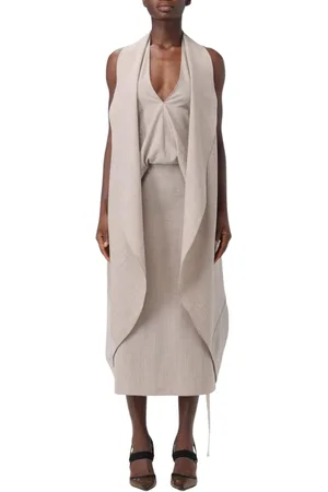 Fendi Sukienki, Kobieta, Beżowy, S, Elegancka Asymetryczna Sukienka Midi