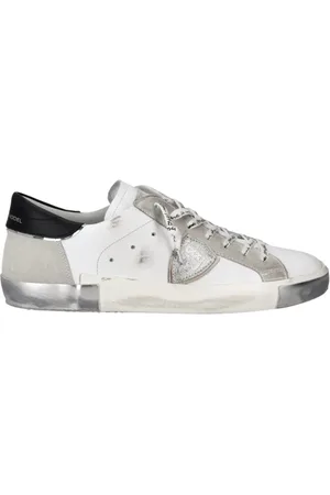 Philippe model Buty, Kobieta, Biały, 44 EU, Skóra, Białe Srebrne Street Sneakers Prsx
