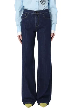 Twin-Set Jeansy, Kobieta, Niebieski, W29, Denim, Klasyczne Wide Leg Jeansy