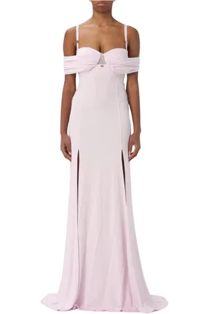 Elisabetta Franchi Sukienki, Kobieta, Różowy, S, Poliester, Elegancka Czarna Sukienka Maxi
