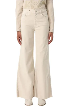 Mother Jeansy, Kobieta, Beżowy, W30, Oszałamiające Jeansyy Wide Leg w Kremowym Kolorze