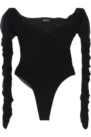 MUGLER Koszulki, Mężczyzna, Czarny, M, Czarny Top z siateczki na ramionach