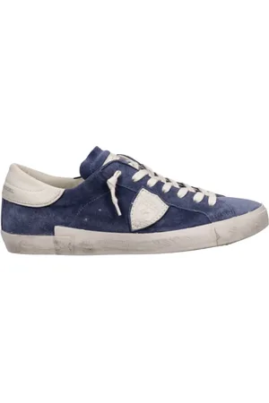 Philippe model Buty, Mężczyzna, Niebieski, 44 EU, Zamsz, Niebieskie Sneakersy z Dzianinowymi Szczegółami
