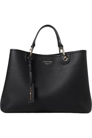 Emporio Armani Torebki, Kobieta, Czarny, ONE SIZE, Czarna Teksturowana Torba Skórzana