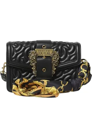 VERSACE Torebki, Kobieta, Czarny, ONE SIZE, Pikowana Skórzana Torba na Ramię