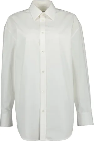Saint Laurent Bluzki, Kobieta, Biały, L, Oversized Cassandre Poplin Shirt