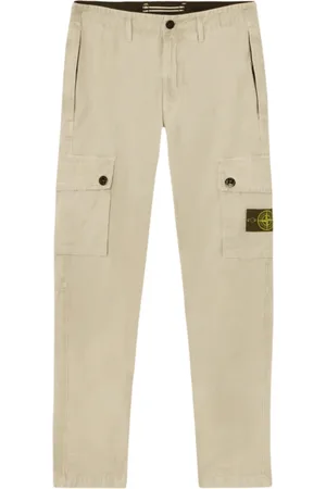 Stone Island Spodnie, Mężczyzna, Beżowy, W34, Szorstka bawełniana kanwa efekt 