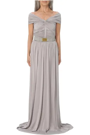Elisabetta Franchi Sukienki, Kobieta, Szary, S, Elegancka Sukienka Maxi na specjalne okazje