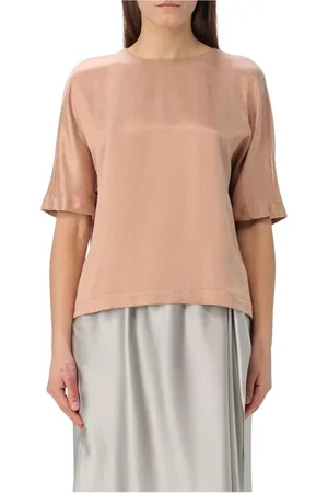 Giorgio Armani Koszulki, Kobieta, Różowy, 2XL, Jedwabny Luźny Top Szary Kobieta