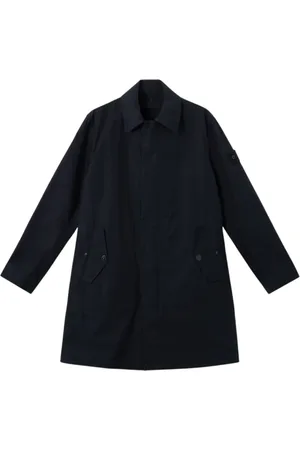 Stone Island Płaszcze, Mężczyzna, Niebieski, L, Len, Płaszcz Ghost z wodoodpornej bawełnianej tkaniny