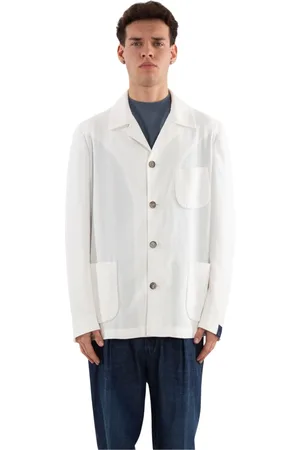 Biagio Santaniello Kurtki, Mężczyzna, Biały, M, Boucle Blazer w Stylu Light