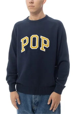 Pop Trading Company Swetry, Mężczyzna, Niebieski, S, Bawełna, Sweter Arch Knitted Crewneck Zielony