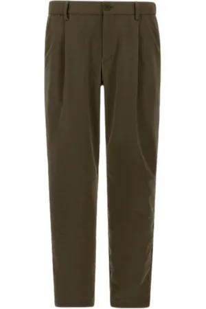 HERNO Spodnie, Mężczyzna, Zielony, S, Zielone Spodnie Techniczne Seer-Crease
