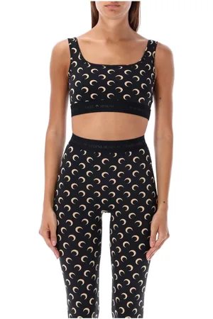 Marine Serre Sport, Kobieta, Czarny, M, Czarny Moon Sport Bra Topwear