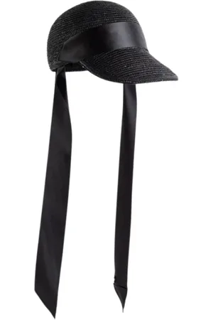 SACAI Akcesoria, Kobieta, Czarny, ONE SIZE, Czarna Słoma Wstążka Czapka