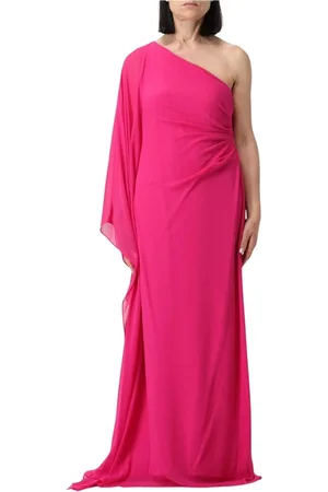 Max Mara Sukienki, Kobieta, Różowy, S, Szyfon, Fuchsia Drapowana Sukienka Maxi
