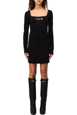 Dsquared2 Sukienki, Kobieta, Czarny, S, Elegancka Czarna Sukienka Bodycon Mini