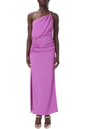 SIMONA CORSELLINI Sukienki, Kobieta, Fioletowy, S, Elegancka Sukienka Maxi w Kolorze Wisterii