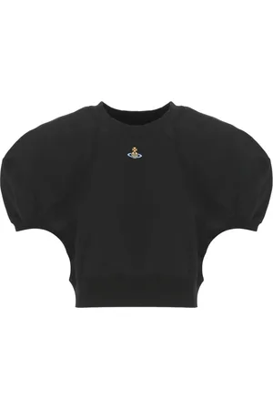 Vivienne Westwood Koszulki, Kobieta, Czarny, M, Czarna Bawełniana Koszulka z Haftowanym Logo