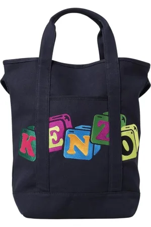 Kenzo Torebki, Kobieta, Niebieski, ONE SIZE, Haftowany worek z płótna
