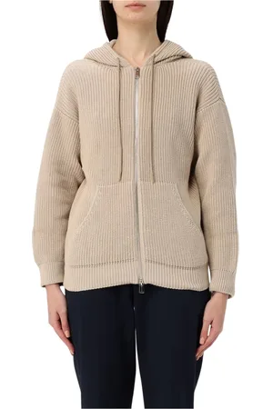 add Bluzy, Kobieta, Beżowy, M, Kremowy Zip Up Hoodie Sweter