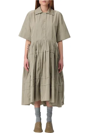 Jil Sander Sukienki, Kobieta, Zielony, S, Zielona Sukienka Midi z Bawełny