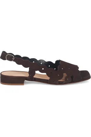 SANGIORGIO Buty, Kobieta, brązowy, 37 EU, Zamsz, Brązowe Sandały zamszowe