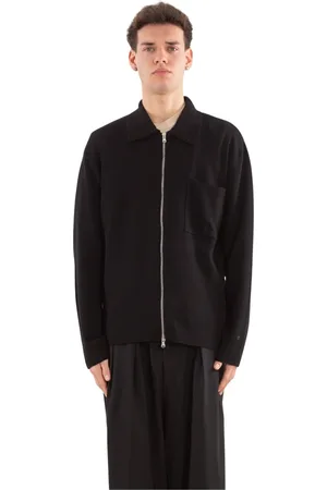 Seven Gauge Kurtki, Mężczyzna, Czarny, XL, Bawełna, Zamek Bawełna Crepe Overshirt