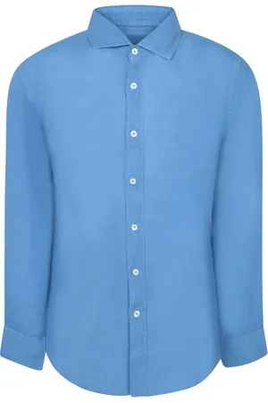 120% Lino Koszule, Mężczyzna, Niebieski, S, Indigo Slim Fit Koszula lniana
