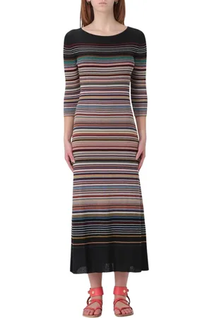 Paul Smith Sukienki, Kobieta, Wielobarwność, M, Wielokolorowa Sukienka Midi z Paskami