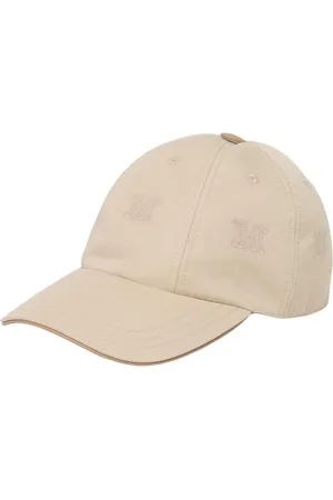 Max Mara Akcesoria, Kobieta, Beżowy, 57 CM, Zapaskowany Logo Baseball Cap