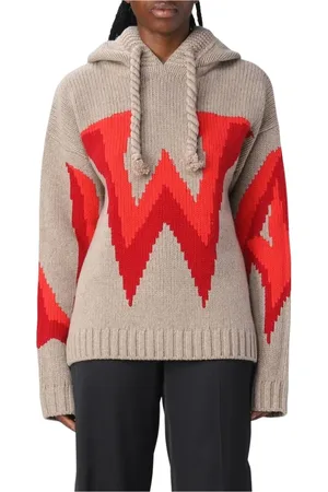 J.W.Anderson Bluzy, Kobieta, Beżowy, M, Szara Sweter z Kapturem Intarsia