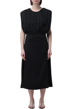 Jil Sander Sukienki, Kobieta, Czarny, M, Limonkowa Plisowana Sukienka Midi